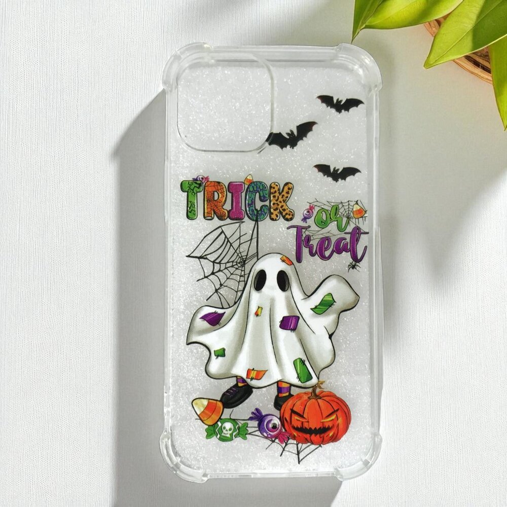 iphone 13 Mini phone Case Halloween Ghost Transparent Clear Shockproof Case